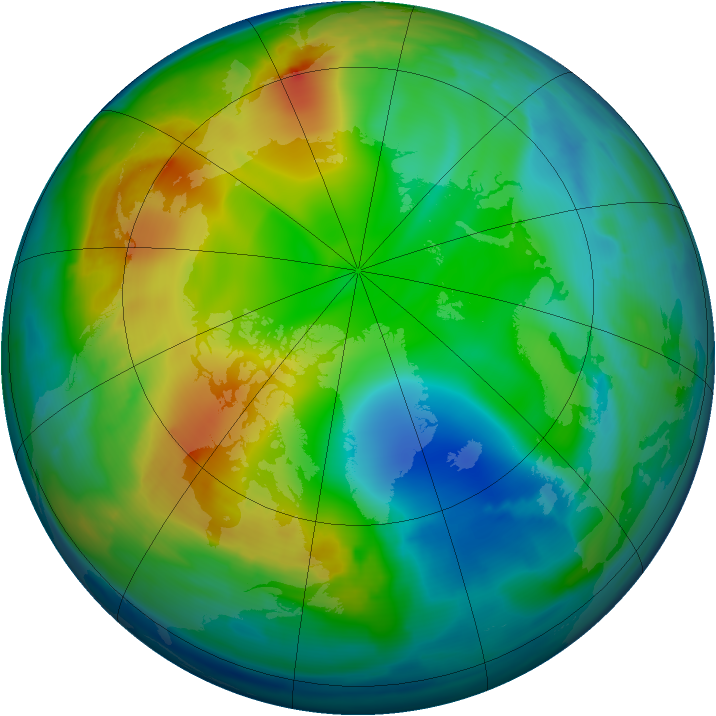 Arctic ozone map for 09 December 2008